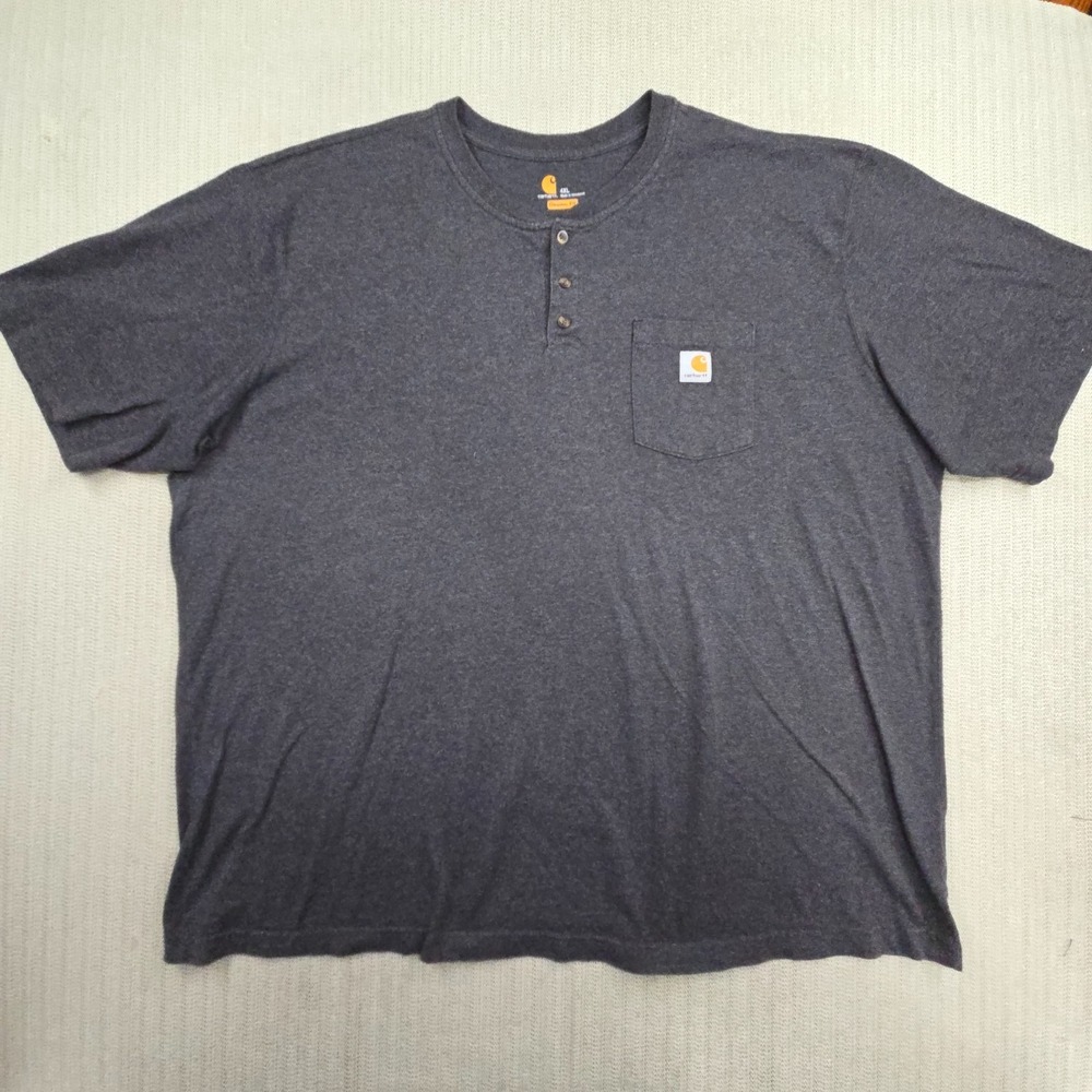 Carhartt Shirt Mens 4XL Gray Short Sleeve Henley Pocket Tee Workwear